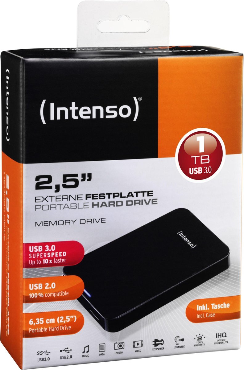 Intenso Memory Drive Disque dur externe (2,5 pouces) 1 To Zwart USB 3.2 Gen  1 (USB