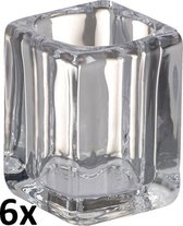 6 stuks Bolsius glazen relight refill kaarsen houder square 76/55/55
