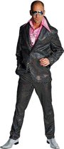 Jaren 80 & 90 Kostuum | Zwarte Wandelende Discobol Pailletten | Man | XL | Carnaval kostuum | Verkleedkleding