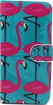 Samsung Galaxy J3 2017 Hoesje met Print - Portemonnee Book Case - Kaarthouder & Magneetlipje - Flamingo's
