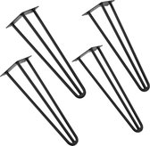 Tafelpoot - Meubelpoot - Hairpin - Set van 4 stuks - 3 Punts model - Staal - Zwart - Afmeting (L) 45 cm