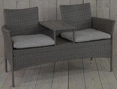 Kynast Memphis Wicker Bank- Tete-a-tete - 2 zitsbank voor balkon of tuin tweezitter met tafel