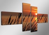 Schilderij - Duinen/Sunset, Oranje, 160X70cm, 4luik