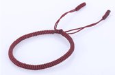 Premium handgeknoopte Tibetaanse armband - Bordeaux Rood + Luxe Pouch