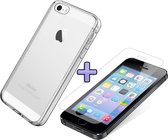 iPhone 5, 5S & SE Hoesje - Siliconen Back Cover & Glazen Screenprotector - Transparant