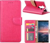 Bookcase Geschikt voor: Nokia 8 Sirocco - Roze - portemonee hoesje