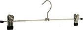 De Kledinghanger Gigant - 5 x Rok / broekhanger metaal verchroomd met anti-slip (zwart) knijpers, 40 cm