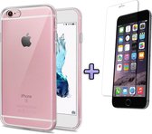 HB Hoesje Geschikt voor Apple iPhone 6 & 6s - Siliconen Back Cover & Glazen Screenprotector - Transparant