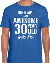 Awesome 30 year / 30 jaar cadeau t-shirt blauw heren S