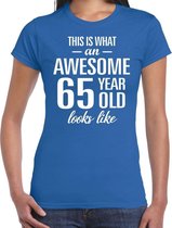 Awesome 65 year / 65 jaar cadeau t-shirt blauw dames L