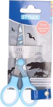 Kinder schaar blauw met dinosaurus print 13 cm - Hobby/knutselspullen - Creatief speelgoed