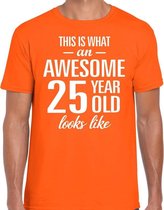 Awesome 25 year / 25 jaar cadeau t-shirt oranje heren 2XL