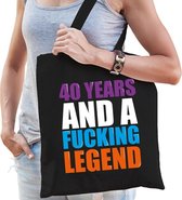 40 year legend / 40 jaar legende cadeau tas zwart voor dames cadeau katoenen tas zwart voor dames - kado tas / tasje / shopper