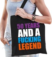 50 year legend / 50 jaar legende cadeau tas zwart voor dames cadeau katoenen tas zwart voor dames - kado tas / tasje / shopper