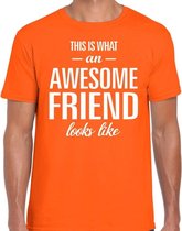 Awesome friend cadeau t-shirt oranje heren S