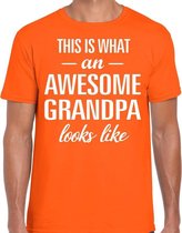 Awesome Grandpa / opa cadeau t-shirt oranje heren - Vaderdag XL