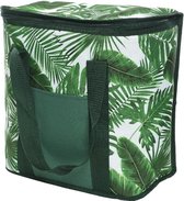 Koeltas bladeren print wit/groen 29 cm 20 liter - Botanisch/Botanical - Koelboxen/koeltassen - Picknick/strand