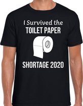 I survived the toilet papier shortage tekst t-shirt zwart heren S