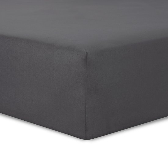 VISION Hoeslaken - Antraciet - 180x200 cm met ruime hoek van 30cm - Geschikt voor boxspring matras - 100% katoen