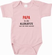 Baby Rompertje Papa is de allerliefste van de hele wereld | Korte mouw 74/80 Licht roze