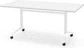 Professionele Klaptafel - inklapbare tafel - vergadertafel - 160 x 80 cm - blad wit - wit onderstel - eenvoudig zelf te monteren - voor kantoor