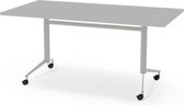 Professionele Klaptafel - inklapbare tafel - vergadertafel - 160 x 80 cm - blad lichtgrijs - aluminium onderstel - eenvoudig zelf te monteren - voor kantoor