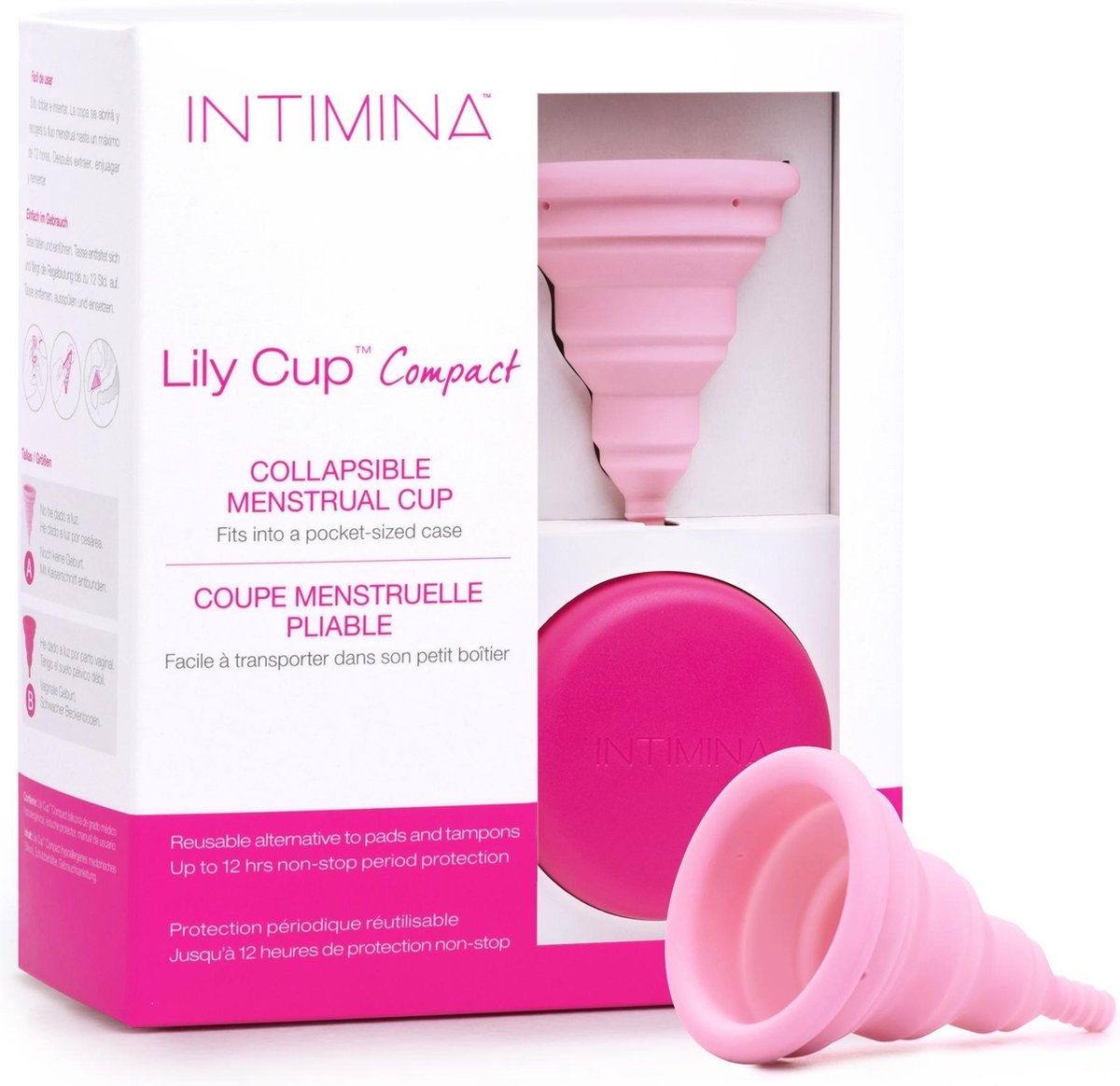 Intimina - Lily Compact Cup maat A - kleine menstruatiecup met plat opvouwbaar compact design - Intimina