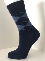 Boru Bamboo Design Square Argyle Sock |Blauw, Maat 46/47