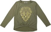 T-Shirt meisjes army green met gouden leeuw maat 152