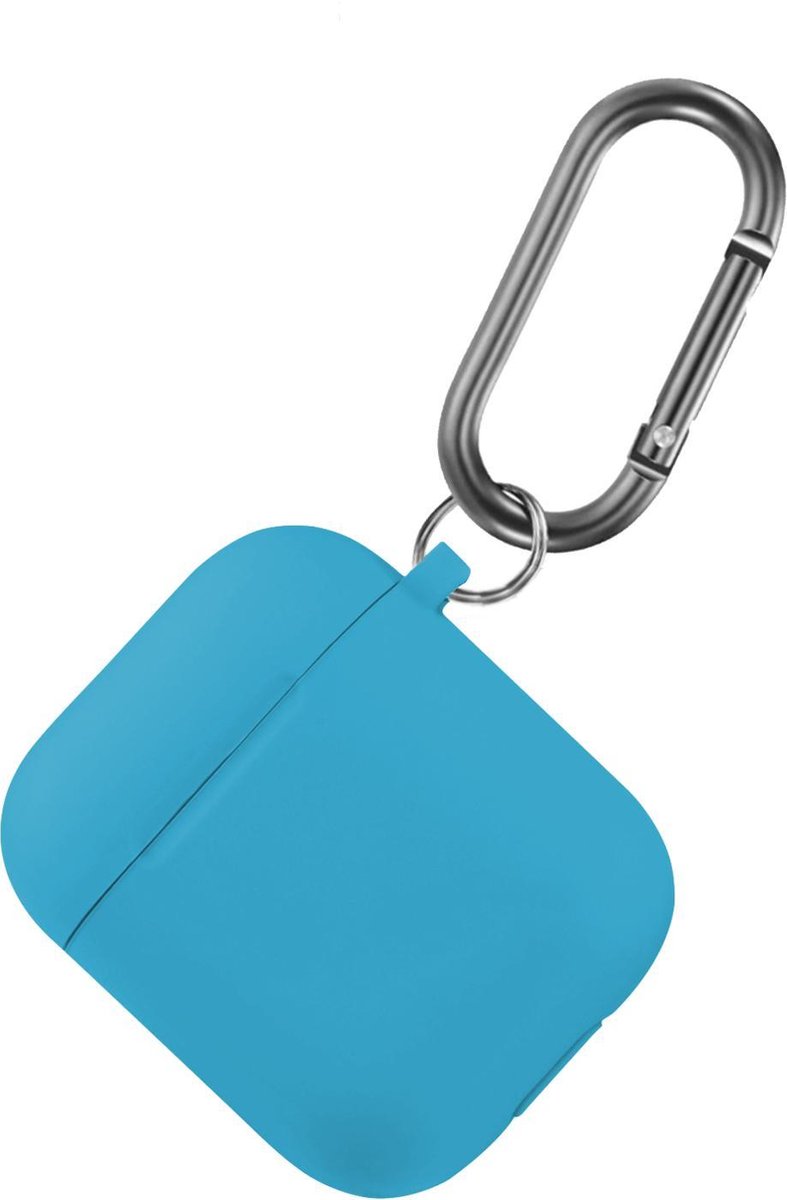 Airpods hoesje met Haak - Siliconen beschermhoesje geschikt voor de Apple AirPods oplaadcase - Zee blauw