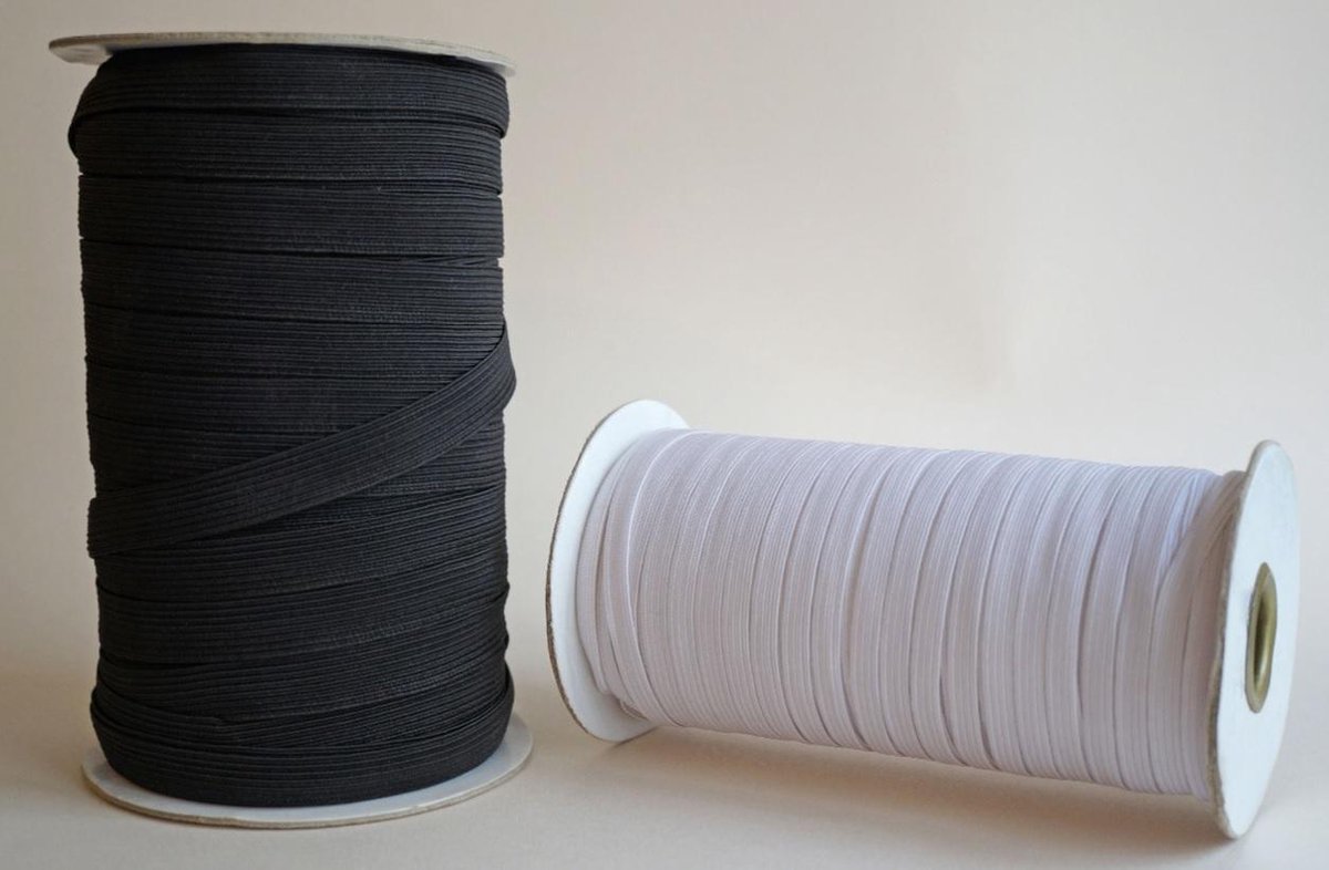 100 Meter ELASTIEK, Breedte 10MM, Kleur ZWART
