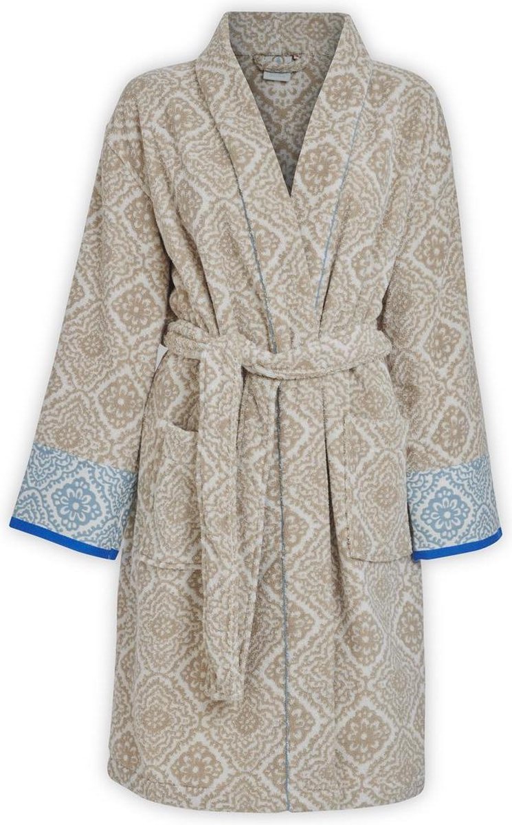 Pip Studio Jacquard Check - Badjas - M - Khaki
