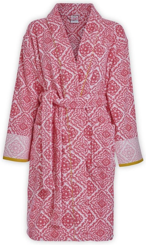 Pip Studio Jacquard Check - Badjas - XL - Donker roze
