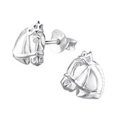 Joy|S - Zilveren paard oorbellen 8 mm paardenhoofd