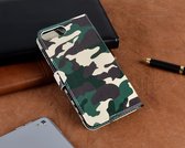 P.C.K. Hoesje/Boekhoesje/Bookcase Leger/Army/Camouflage geschikt voor Apple iPhone 5/5S/SE MET GLASFOLIE