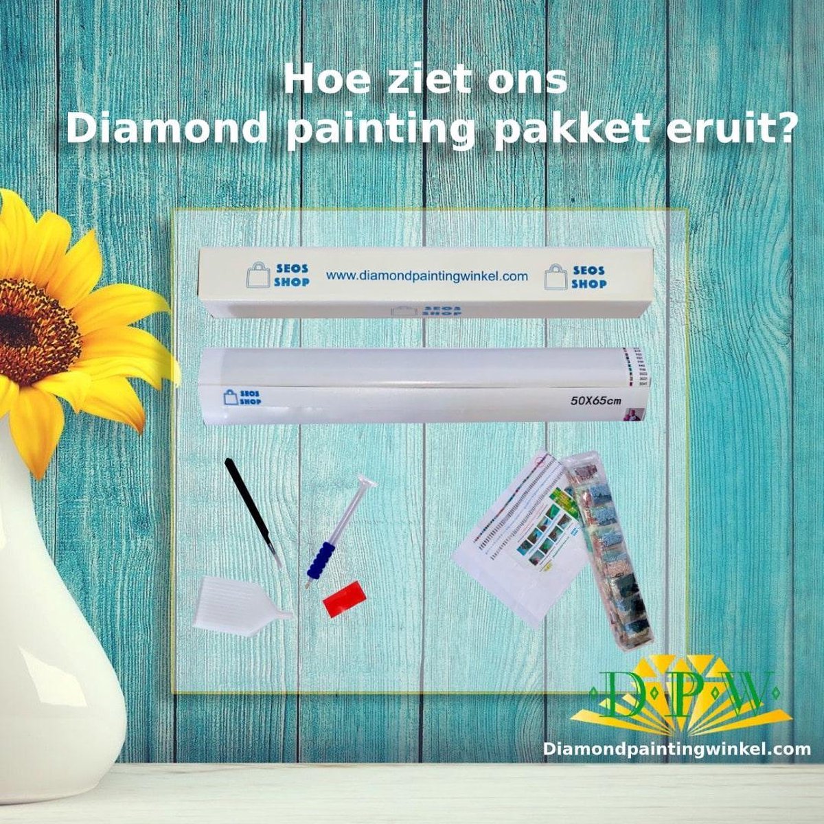 SEOS Shop ® Diamond Painting Volwassenen - Diamond Painting Kinderen - Diamond Painting Pakket Volledig - Mandela Olifant - 40x30cm — afbeelding 3