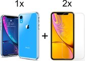 iphone xr hoesje transparant siliconen case cover - 2x iPhone XR Screenprotector glas - iPhone xr hoesjes cover hoes