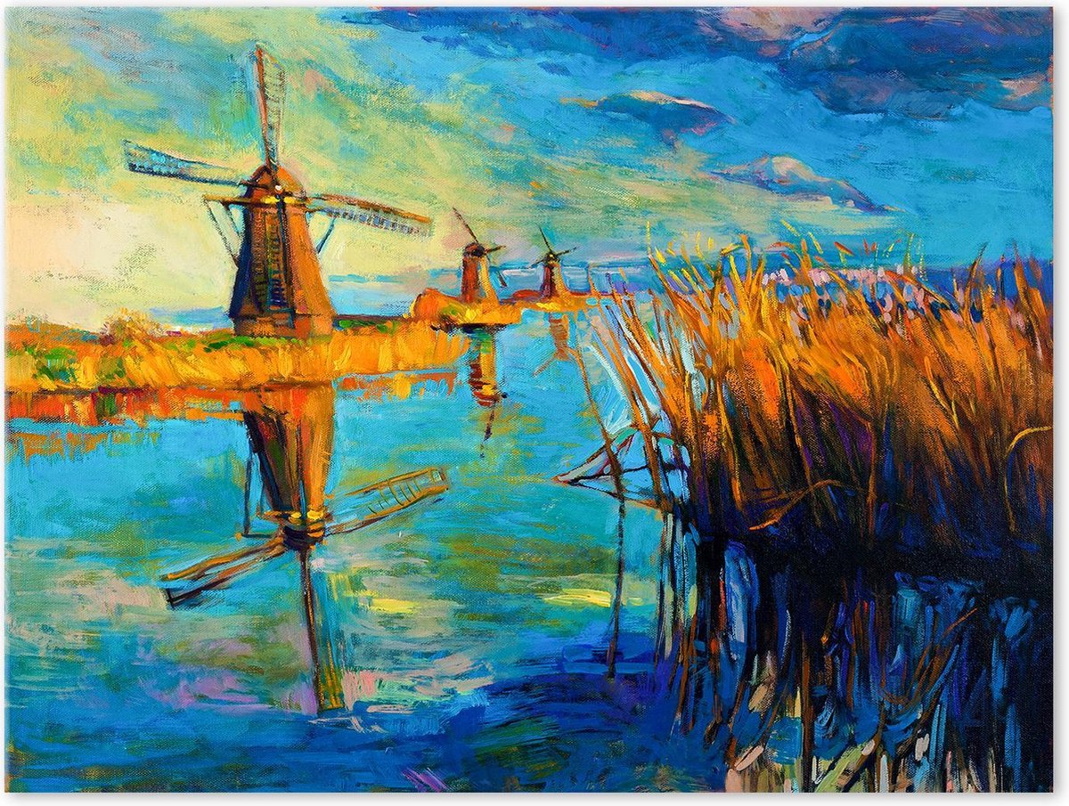 Molens Landschap Holland Outdoor Tuin Schilderij op Canvas