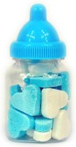 Baby fles blauw vruchtenhartjes - Babyshower geboorte snoep - jongen  - 12 flesjes