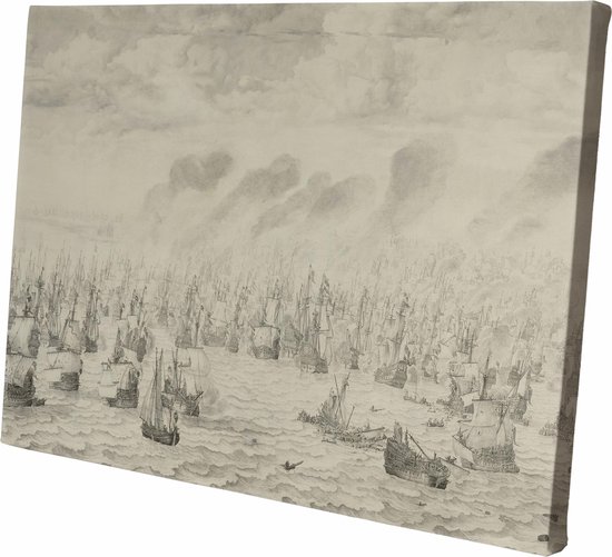 De zeeslag bij Terheide | Willem van de Velde | 1657 | Wanddecoratie | Canvas | 30CM x 20CM | Schilderij | Foto op canvas | Oude meesters