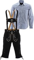 Lederhosen set | Top Kwaliteit | Lederhosen set B (zwarte broek + blauw overhemd), L, 50