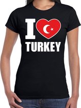 I love Turkey t-shirt Turkije zwart voor dames XS