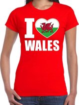 I love Wales t-shirt Verenigd Koninkrijk rood voor dames XS