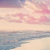 Schilderij - Noordzee in pastel kleuren, Roze Blauw wit , 3 maten , premium print