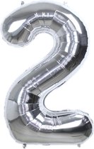 Ballon aluminium Nombre 2 ans Argent 86Cm Ballon aluminium anniversaire avec paille