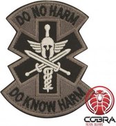 Do Not Harm * Do know Harm Geborduurd motivatie embleem grijs met klittenband