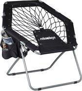 Relaxdays bungee stoel - elastische vering - bungee chair - vouwbaar - loungestoel tuin - zwart