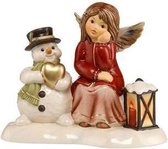Goebel® - Kerst | Decoratief beeld / figuur "Engel geduldige vrienden II" | Aardewerk, 13cm, met Swarovski