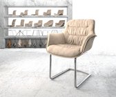 Armleunstoel Kaira-Flex sledemodel rond verchroomd vintage beige