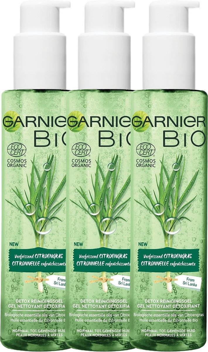 Garnier Bio Detox Reinigingsgel Verfrissende Citroengras - 3 x 150 ml - Garnier
